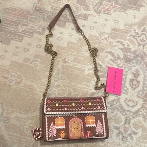 Charming Brown Crossbody Bag with Gingerbread Design